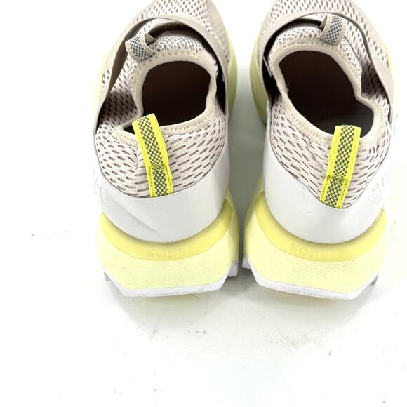 SOREL Kinetic Impact Strap Sneaker 10 Gray Chalk Lime Yellow Slip On Comfort - Picture 5 of 8